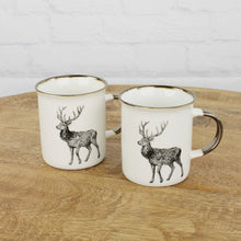 Lade das Bild in den Galerie-Viewer, Tasse Porzellan Hirsch Weiß Braun