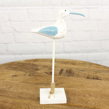 Lade das Bild in den Galerie-Viewer, Dekomöwe auf Holzfuß Weiß Blau
