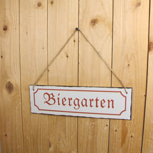 Lade das Bild in den Galerie-Viewer, Blechschild Biergarten Antikweiss / Rot