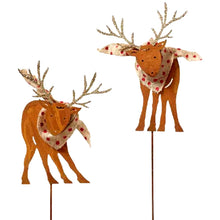 Lade das Bild in den Galerie-Viewer, 2er Set Pflanzenstecker Rentier Rost / Gold