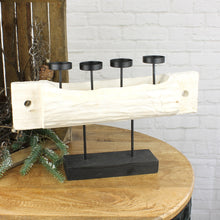 Lade das Bild in den Galerie-Viewer, Advenzkerzenständer, Holz massiv weiss, Metall schwarz