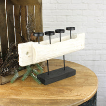 Lade das Bild in den Galerie-Viewer, Advenzkerzenständer, Holz massiv weiss, Metall schwarz