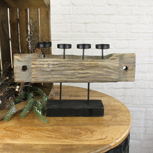 Lade das Bild in den Galerie-Viewer, Advenzkerzenständer, Holz massiv weiss, Metall schwarz