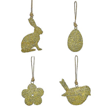 Lade das Bild in den Galerie-Viewer, Oster-Hänger, 4er SET, Vogel, Blume, Ei, Hase