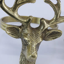 Lade das Bild in den Galerie-Viewer, 4er Set Serviettenringe Hirsch Messing / gold