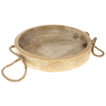 Lade das Bild in den Galerie-Viewer, Holztablett rund mit Jutegriff