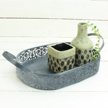 Lade das Bild in den Galerie-Viewer, 2er Set Tablett oval Metall