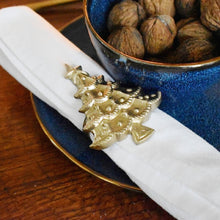 Lade das Bild in den Galerie-Viewer, 6er Set Serviettenring Weihnachtsbaum Gold