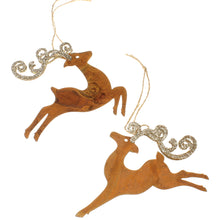 Lade das Bild in den Galerie-Viewer, 2er Set Hängedeko Rentier Rost