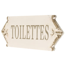 Lade das Bild in den Galerie-Viewer, WC Schild Holz altweiß