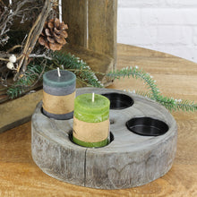 Lade das Bild in den Galerie-Viewer, Advenzkerzenständer Holz, rund, antharzit/grau