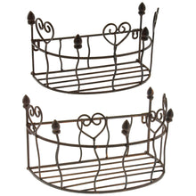 Lade das Bild in den Galerie-Viewer, 2er Set Wandkorb Dunkelrostfarben Halbrund