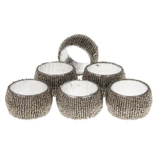 Lade das Bild in den Galerie-Viewer, 6er Set Serviettenringe Perlen rund silber