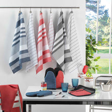 Lade das Bild in den Galerie-Viewer, Küchenhandtuch & Geschirrtuch , 2-Set, Blau/Weiß gestreift