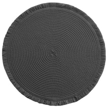 Lade das Bild in den Galerie-Viewer, 4er Set Platzset rund schwarz Fransen