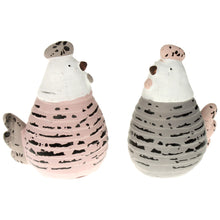 Lade das Bild in den Galerie-Viewer, 2er Set Huhn Keramik Grau Rosa