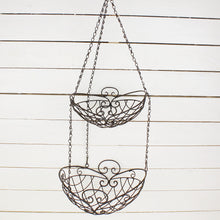 Lade das Bild in den Galerie-Viewer, Hängekorb dunkelrostfarben Eisen