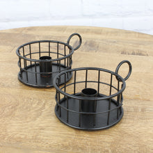 Lade das Bild in den Galerie-Viewer, 2er Set Kerzenhalter Metall schwarz rund