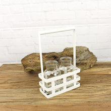 Lade das Bild in den Galerie-Viewer, 2 Vasen im Metallkorb Weiß