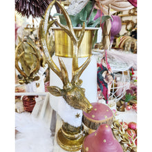 Lade das Bild in den Galerie-Viewer, Hirschbüste Gold mit Fell 23 cm