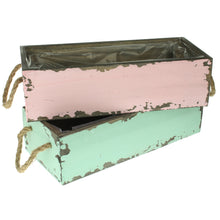 Lade das Bild in den Galerie-Viewer, 2er Set Pflanzkiste mit Henkel rose und türkis