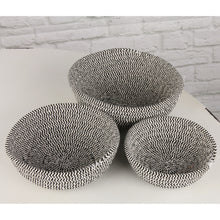 Lade das Bild in den Galerie-Viewer, 3er Set Aufbewahrungskorb rund Schwarz Weiß