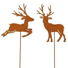 Lade das Bild in den Galerie-Viewer, 2er Set Dekostab Hirsch Rost Metall