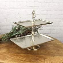 Lade das Bild in den Galerie-Viewer, Etagere 2 stöckig Altsilber