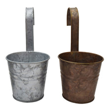 Lade das Bild in den Galerie-Viewer, 2er Set Vintage Pflanztopf Silber Kupfer Metall 26 cm