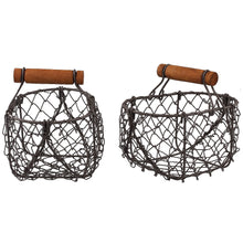 Lade das Bild in den Galerie-Viewer, 2er Set kleine Drahtkörbe mit Henkel