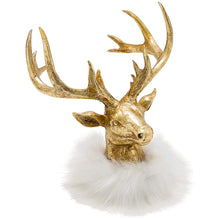Lade das Bild in den Galerie-Viewer, Hirschkopf mit Fell Gold Weiß groß