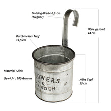 Lade das Bild in den Galerie-Viewer, Blumentopf zum einhängen Zink