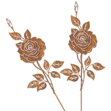 Lade das Bild in den Galerie-Viewer, 2er Set Gartenstecker Rose Rost
