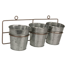 Lade das Bild in den Galerie-Viewer, 3er Set Blumentopf zum hängen Zink Silber