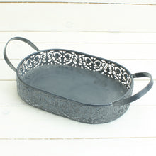 Lade das Bild in den Galerie-Viewer, 2er Set Tablett oval Metall