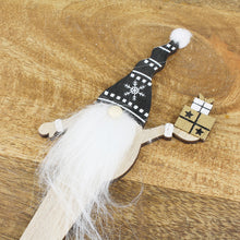 Lade das Bild in den Galerie-Viewer, 3er Set Wichtel zum stecken Holz Schwarz Weiß