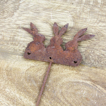 Lade das Bild in den Galerie-Viewer, Pflanzenstecker Rost 3 Osterhasen 2er Set