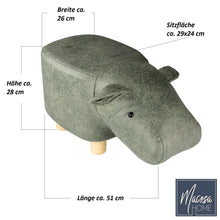 Lade das Bild in den Galerie-Viewer, Hocker Kinder Nilpferd grün