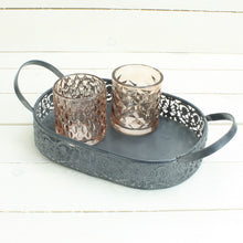 Lade das Bild in den Galerie-Viewer, 2er Set Tablett oval Metall