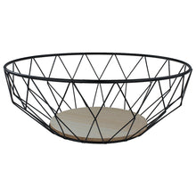 Lade das Bild in den Galerie-Viewer, 2er Set Metallkorb rund Schwarz / Holzboden