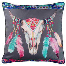 Lade das Bild in den Galerie-Viewer, Dekokissen mit Füllung Stierkopf 40x40 cm schwarz