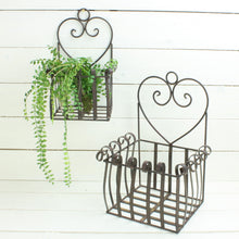 Lade das Bild in den Galerie-Viewer, Wandkorb 2er Set dunkelrost Eckig