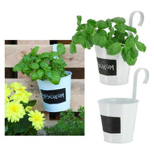 Lade das Bild in den Galerie-Viewer, 2er Set Hängeblumentopf Metall Weiß Shabby