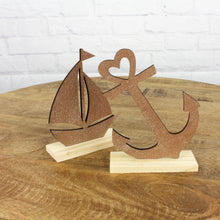 Lade das Bild in den Galerie-Viewer, 3er Set Dekofiguren Seestern, Anker und Boot