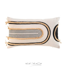 Lade das Bild in den Galerie-Viewer, Kissen Beige Schwarz Jute 30 x 50 cm