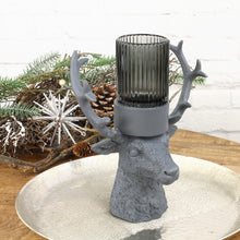 Lade das Bild in den Galerie-Viewer, Kerzenleuchter Rentierkopf Grau