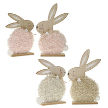 Lade das Bild in den Galerie-Viewer, 2er Set Holzhase mit Kunstfell Beige oder Rosa