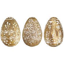 Lade das Bild in den Galerie-Viewer, 3er Set Dekoei Holz Braun Weiß gemustert