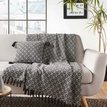 Lade das Bild in den Galerie-Viewer, Set Kissen Decke Schwarz Beige