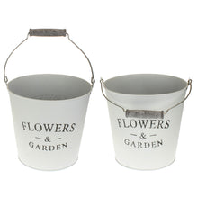 Lade das Bild in den Galerie-Viewer, 2er Set Zinkeimer Weiß 18 cm